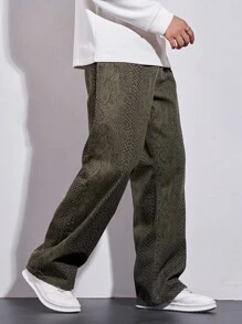 Manfinity Hypemode Pantalones vaqueros de pierna ancha con bolsillo y estampado de piel de serpiente en corte holgado para hombre - Multicolor - Ver 3