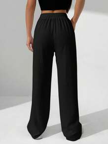 StreetHx 女性純色簡約日常寬鬆長褲