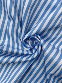 Breezaya 條紋印花荷葉邊前紐扣連衣裙 - 藍白色 - 查看 8