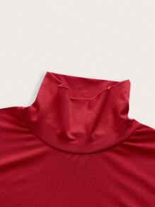 SHEIN Maternity Casual Solid Stand Collar Long Sleeve T-Shirt, Autumn - Multicolor - View 13