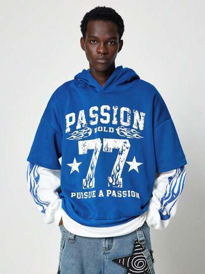 Street Life Men's Loose Short Style 2 In 1 Hoodie, Street Style