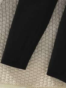 Tween Girl Blue Round Neck Sweatshirt With Floral Net Trim Hem And Leggings 2 Pieces Set - Blue - View 3