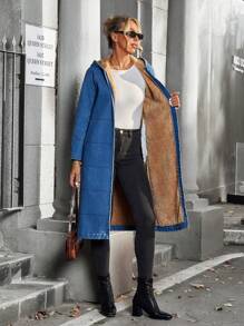 SHEIN Essnce 女士牛仔夹克，休闲时尚，适合日常穿着 - 藍色 - 查看 4