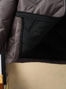 SHEIN 1pc Young Boy Casual Solid Color Hooded Quilted Padded Coat, Suitable For Commuting, School, Daily Leisure, Sports, Fall/Winter Season