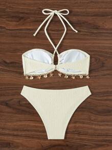 Swim Vcay Women's Summer Beach Floral Print Shell Pattern Bikini - White - View 2