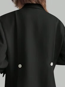 Ontre Blazer Setelan Kasual Wanita, Gaya Retro untuk Musim Gugur - Hitam - View 5