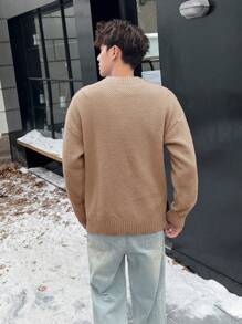 Claim Dot 男士休闲纯色落肩毛衣，秋冬