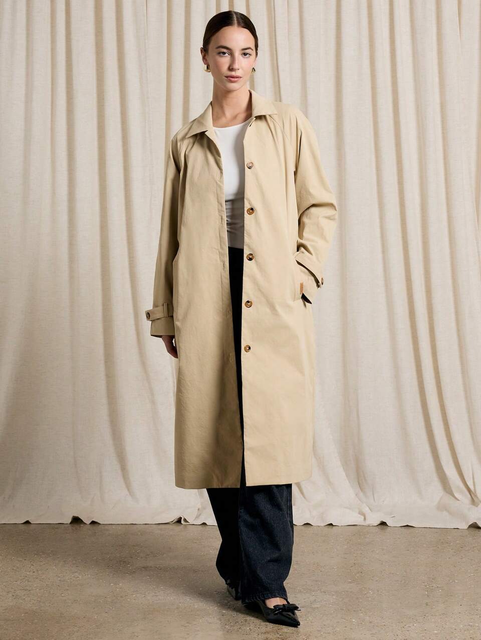 AiiRZ Classic Double Breasted Belted Trench Coat With Leopard Lining