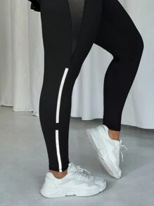 Easithlete Quần legging thể thao tập yoga thường ngày cho nữ cỡ lớn - màu đen - Xem 5