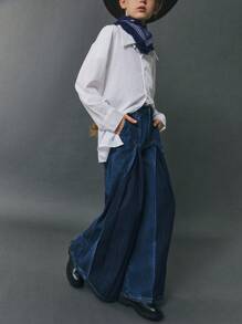 Jeans ampi con lavaggio scuro di per ragazze pre-adolescenti - Blu lavato scuro - Visualizzare 4