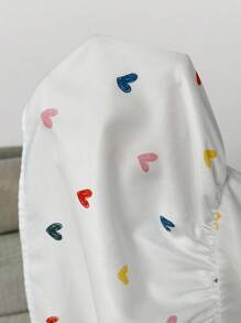 SHEIN Tween Girl Loose Casual Minimalist Comfortable Heart Print Round Neck A-Line Dress - White - View 7