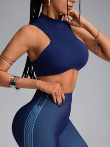 Innovista Curved Hem Sports Bra,Push Up Bra,Workout Tank Tops,Gym Workout & Daily Casual , Running, Cycling, Yoga,Festival - Navy Blue - View 14