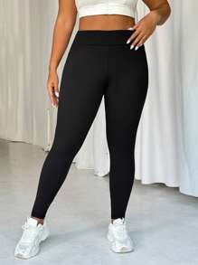 Easithlete Quần legging thể thao tập yoga thường ngày cho nữ cỡ lớn - màu đen - Xem 6