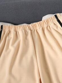 SHEIN Tween Boys Casual Straight Button-Front Sweatpants, Fashion Sports Long Trousers, Autumn/Winter - Apricot - View 4