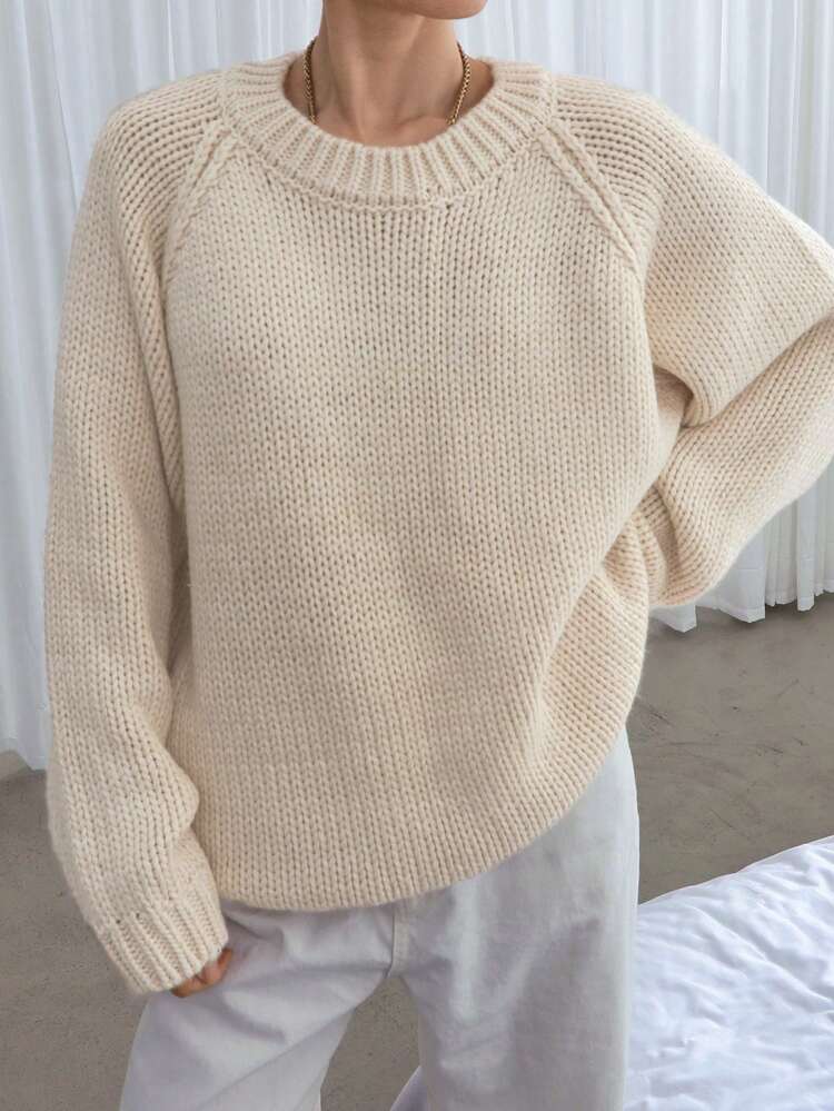 Loose Casual Solid Color Sweater For Women,Minimalist & Fashionable, Suitable For Daily Wear,Fall Clothes