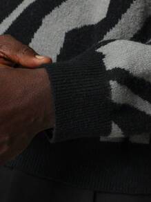 SUMWON Designer Zebra Pattern Knit Sweater Chunky Abstract Animal Print Luxury Winter Pullover Crewneck Jumper Fashion Statement Holiday Gift - Multicolor - View 5