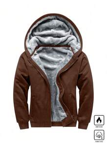 Manfinity Homme Men's Plus Size Front Zipper Long Sleeve Pocket Casual Hooded Jacket