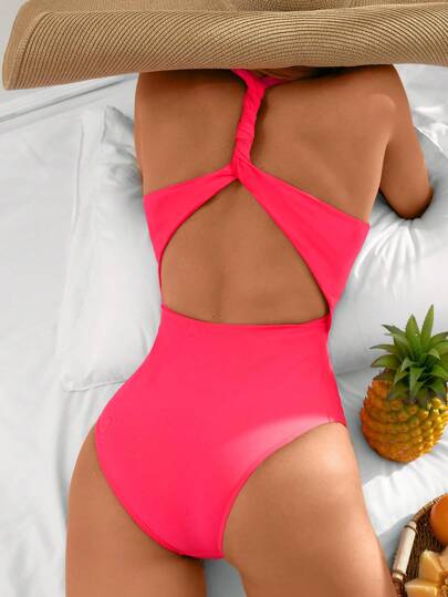 Twist Cut Out One Piece Swimsuit Bathing Suit Swim Suit,Summer Beach