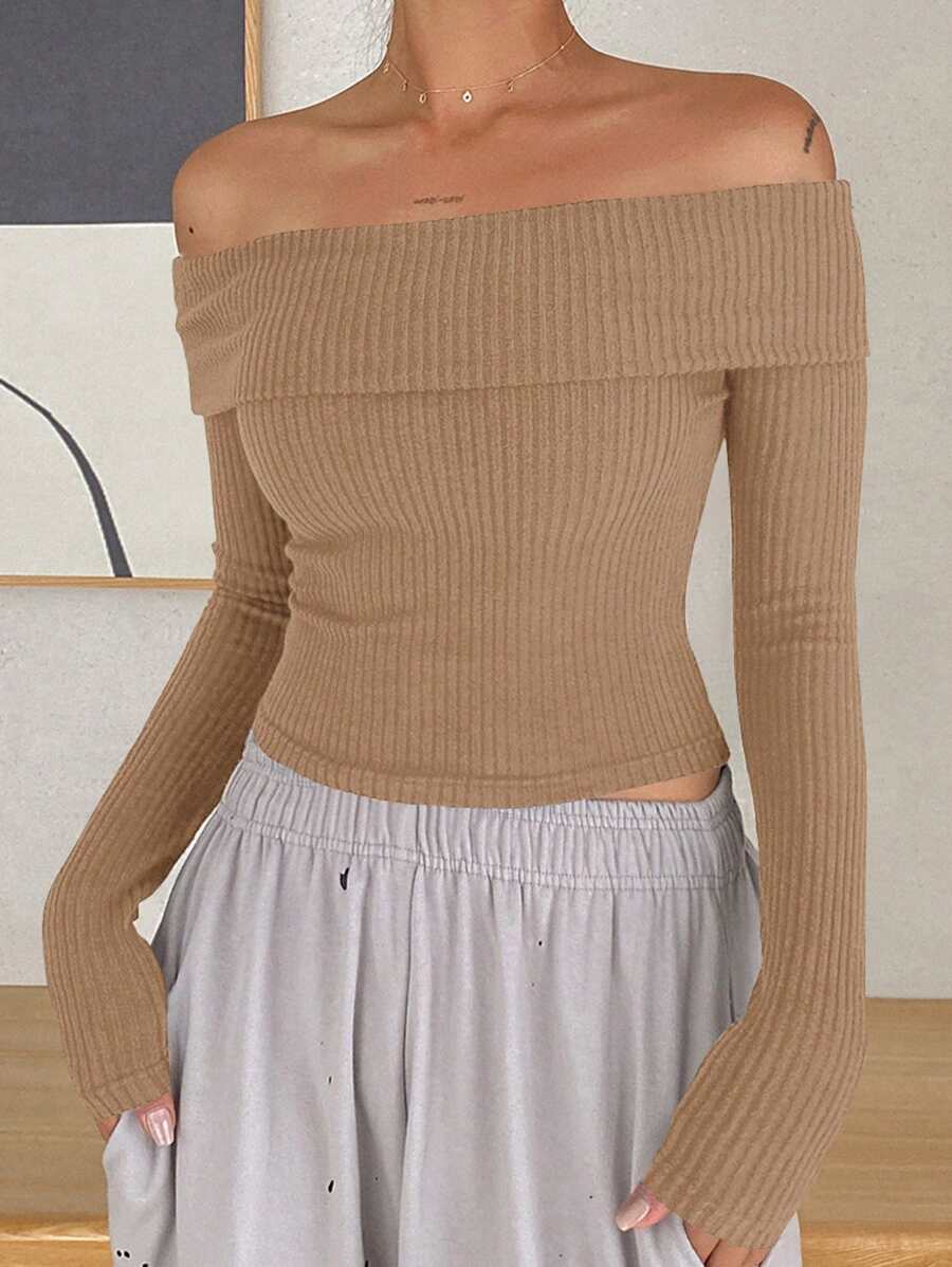 DAZY 女士荷叶边高领加厚 T 恤