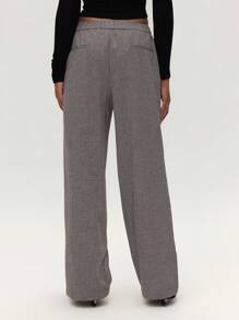 Forever 21 Quần kaki trơn màu đi làm thường ngày/công sở/phong cách quý tộc/dạo chơi thời trang/quần ống đứng dệt kim vải chéo ấm áp mùa thu đông/quần nữ mùa đông - màu nâu - Xem 3