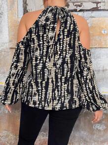 Calvaya 女士露肩花卉印花宽松休闲衬衫 - 彩色 - 查看 2