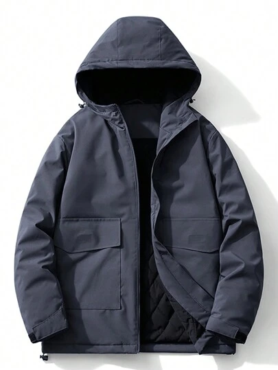 Manfinity Sport Corelite 男士休闲纯色抽绳连帽运动夹克，冬季