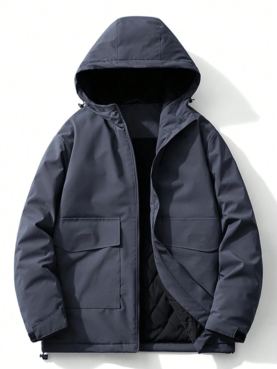 Manfinity Sport Corelite 男士休闲纯色抽绳连帽运动夹克，冬季