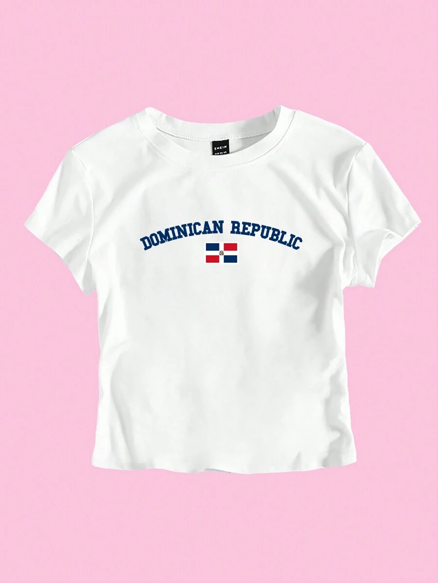 SHEIN Unity 女式字母印花圆领短袖休闲T恤图案T恤女式上衣 - 白色 - 查看 1