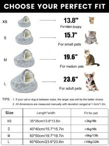 PETSIN 1 pieza Adorable cama para gato, tienda de campaña para gatos, cómoda alfombrilla para perros adecuada para gatos pequeños, medianos y grandes, para todas las estaciones - Gris - Ver 3