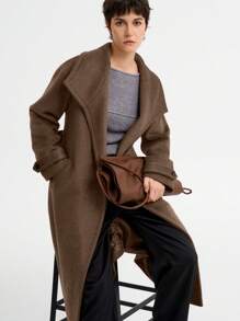 SHEIN Clasi Women's Minimalist Oversized Lapel Coat - Brown - View 5