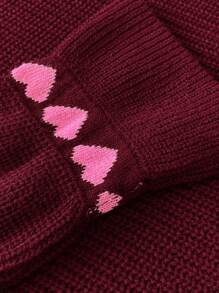 SHEIN Clasi Plus Size Heart Pattern Ruffle Trim Sweater