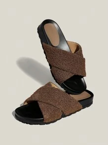 Solecia Damskie modne sandały z odkrytymi palcami i paskiem na co dzień, wygodne, płaskie, brązowe, na wiosnę/lato, wakacje, Nowy Rok