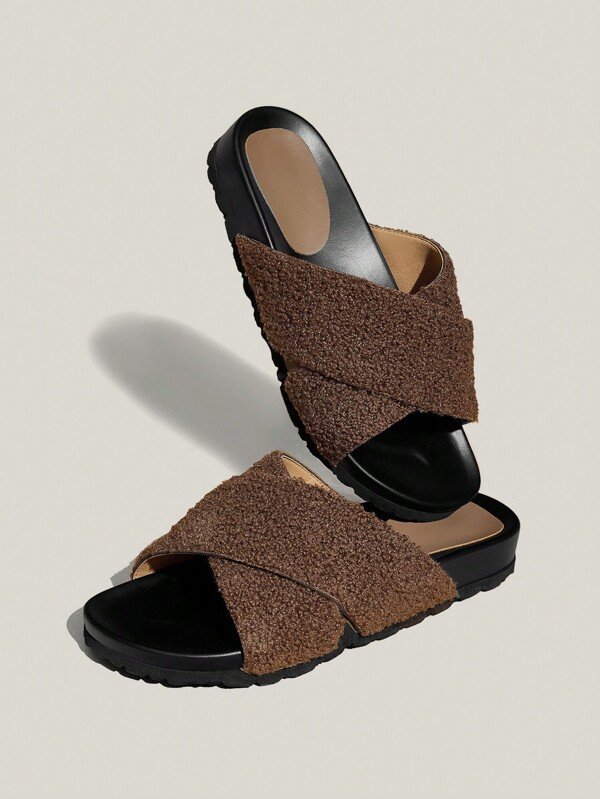 Solecia Damskie modne sandały z odkrytymi palcami i paskiem na co dzień, wygodne, płaskie, brązowe, na wiosnę/lato, wakacje, Nowy Rok