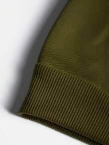 Manfinity Homme Men's Solid Color Stand Collar Long Sleeve Casual Pullover Sweatshirt - Army Green - View 4