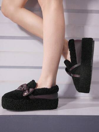 Sugerpunk Black Loafers Slip-On Soft Sole Mary Jane Small Leather Shoes With Bow Belt Buckle Punk Goth Fuzzy Women Platform & Thick Sole Flats New Year Holiday