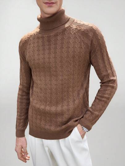 Manfinity VCAY Men's Wool Knit Business Casual High Neck Sweater Suitable For Autumn And Winter Seasons