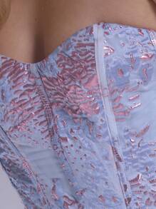 MUSERA 提花抹胸蓬蓬迷你连衣裙 春夏吊带裙 伊比沙岛波西米亚风 - 藍色 - 查看 6