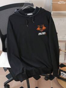 CALL OF DUTY X SHEIN Jersey con capucha informal con estampado de letras para hombre, otoño