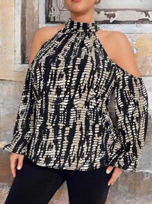 Calvaya 女士露肩花卉印花宽松休闲衬衫 - 彩色 - 查看 1