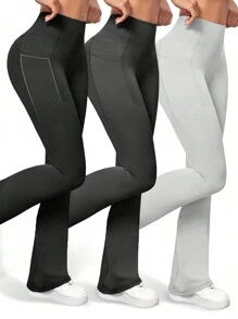 Easithlete 女士隐形口袋瑜伽裤高腰休闲健身紧身裤 - 彩色 - 查看 1