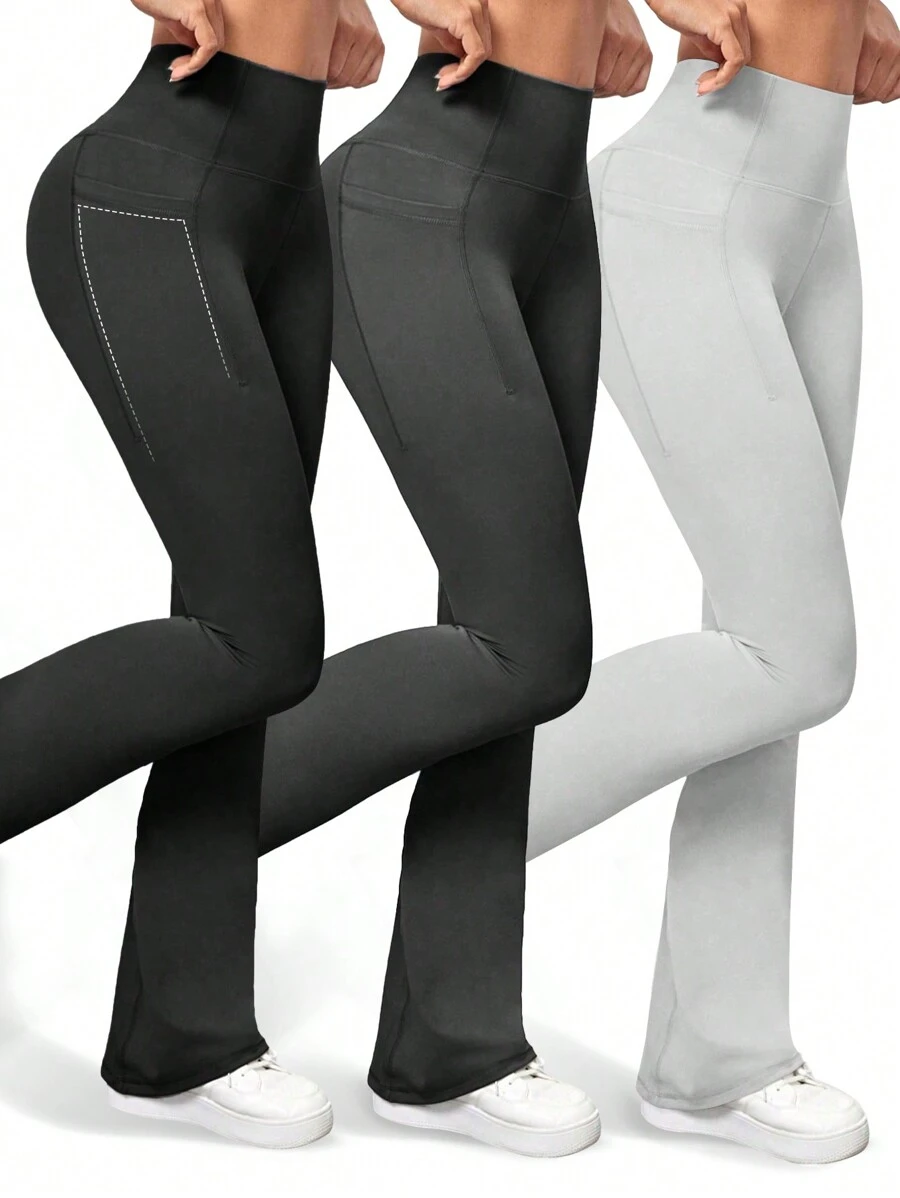 Easithlete 女士隐形口袋瑜伽裤高腰休闲健身紧身裤 - 彩色 - 查看 1