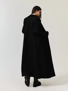 StreetHx Baddie Nigth Out Look, Long Flared Premium Quality Overcoat For Women, Ready For Holiday - Black - View 2