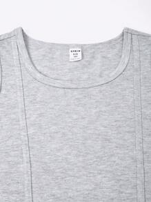 SHEIN 3 件套女孩青少年字母印花连帽运动衫 + 背心 + 阔腿裤，休闲运动装 - 灰色 - 查看 4