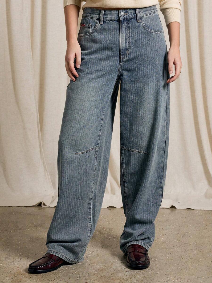 AiiRZ Stripe Wash Baggy Jeans