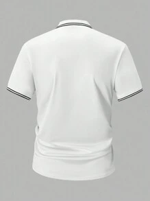 Manfinity Dauomo 大码男式休闲拼色装饰骑士印花短袖 Polo 衫