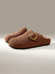 Solecia 女士纯色圆头休闲百搭时尚平底鞋，适合圣诞节和新年假期氛围秋冬季 - 卡其色 - 查看 4