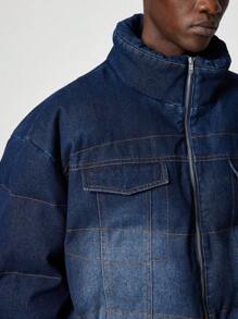 ROMWE MEN Casual Veste décontractée en coton à manches longues avec fermeture éclair avant et poches, pour porter au quotidien