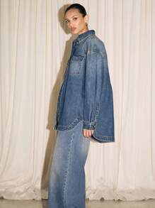 AiiRZ Oversized Denim Shirt - Blue - View 7