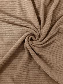 SHEIN LUNE 半排扣落肩袖華夫格編織T恤