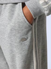 SUMWON Tween Girls Comfy Grey Marl Raglan Sweater And Jogger With Side Tape 2 Piece Set - Grey - View 6